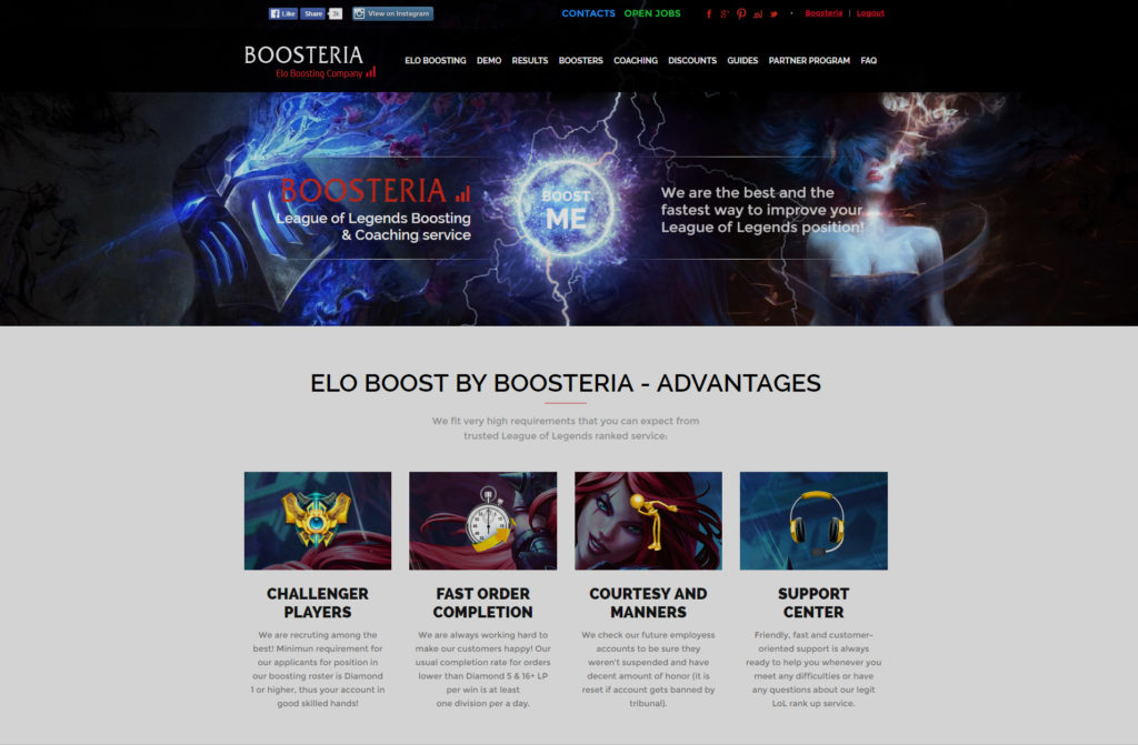 Boosteria Company Website Preview